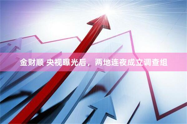 金财顺 央视曝光后，两地连夜成立调查组