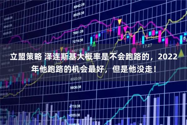 立盟策略 泽连斯基大概率是不会跑路的，2022年他跑路的机会最好，但是他没走！